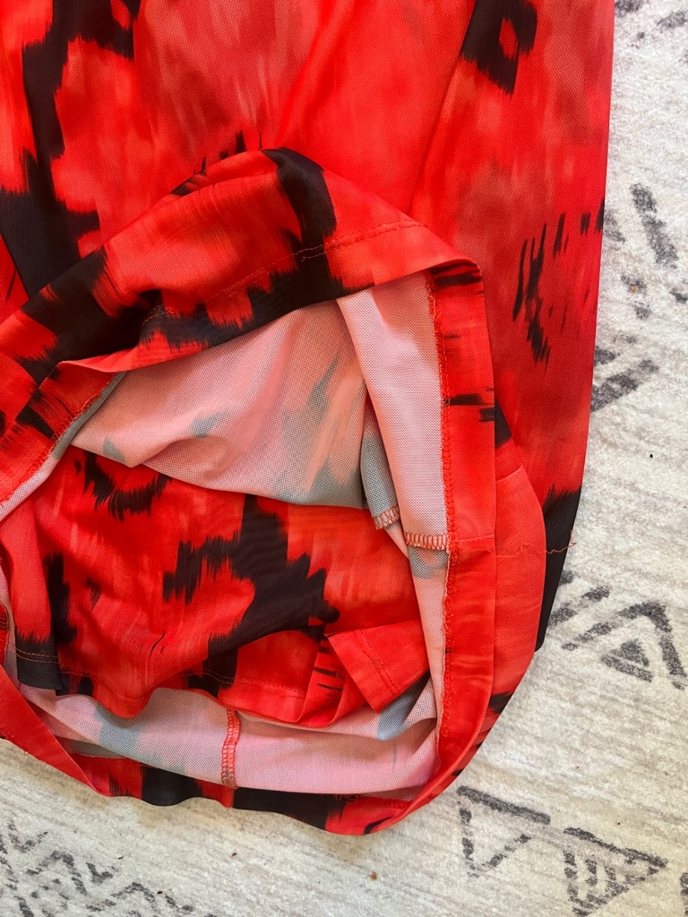 Ashley Graham Orange and Black Floral-Print Long Sleeve Midi Dress - Picture 6 of 7